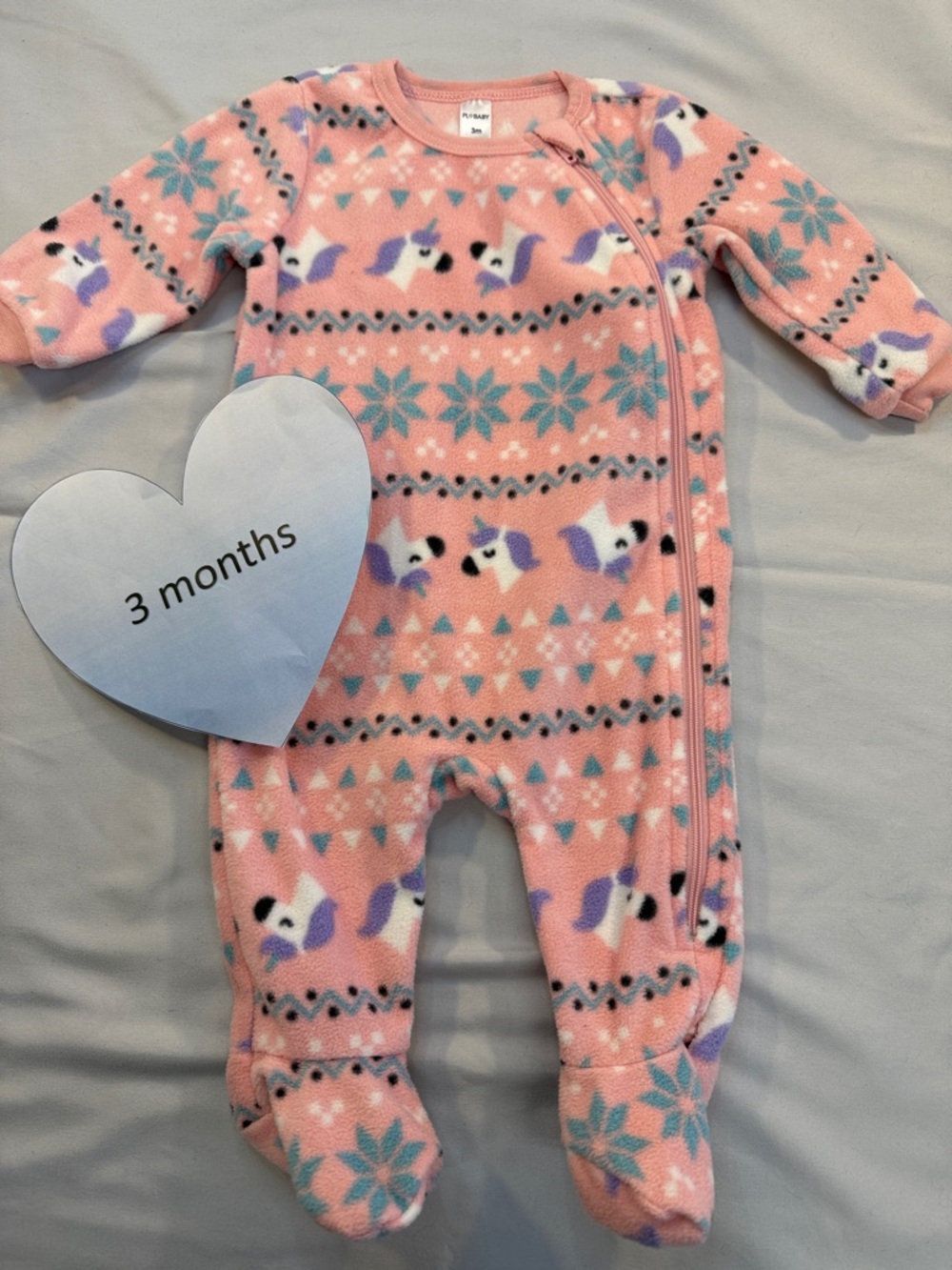 PL Baby - Pink unicorn design fleece Footie Sleeper One Piece